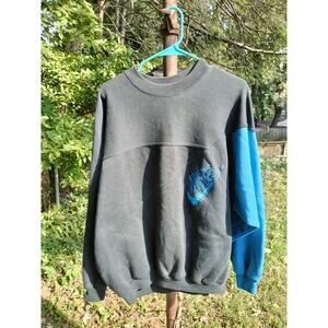 Vintage 90s Nike Crewneck Sweatshirt XL Black & Blue Swoosh Colorblock